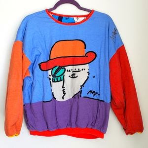 Peter Max Reversible Sweatshirt Signed sz Small 1990s 1980s vintage